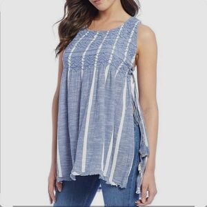 Free People Blue and White Striped Blouse